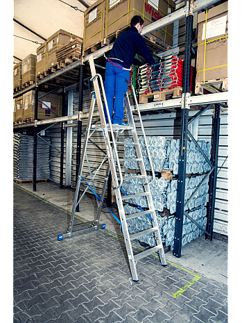 KRAUSE Stabilo drabina z platformą i barierkami 8 stopni + rolki